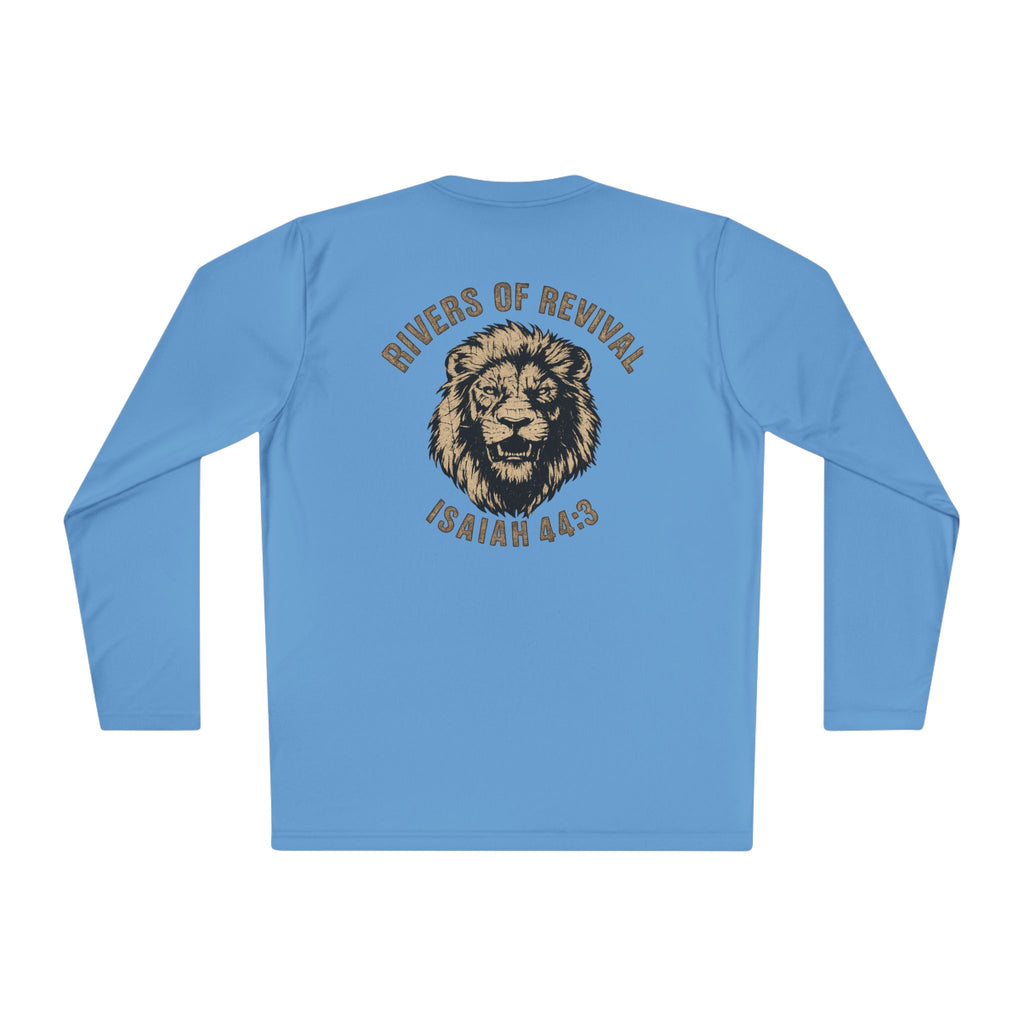 Rivers of Revival Long Sleeve Tee — "ROR" Lion Graphic with Isaiah 44:3