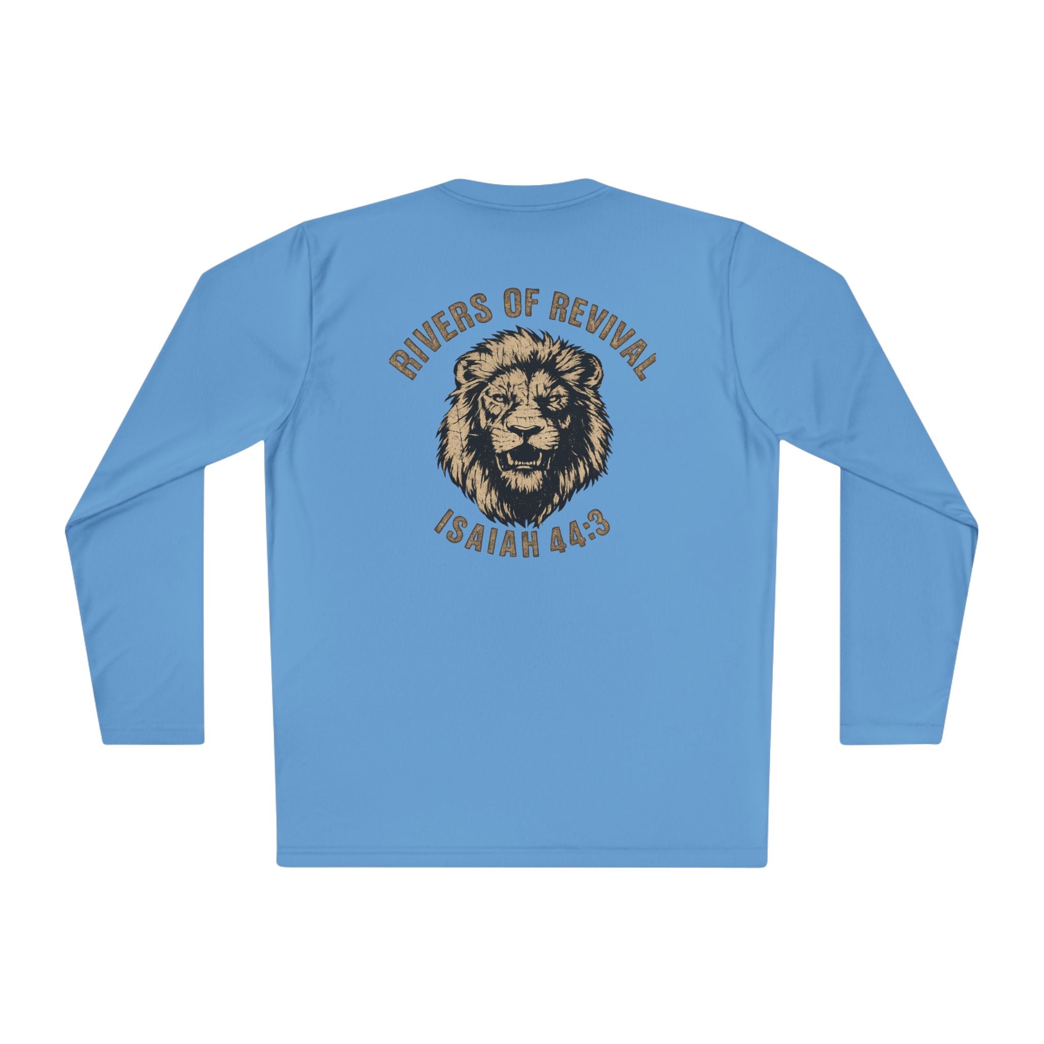 Rivers of Revival Long Sleeve Tee — "ROR" Lion Graphic with Isaiah 44:3