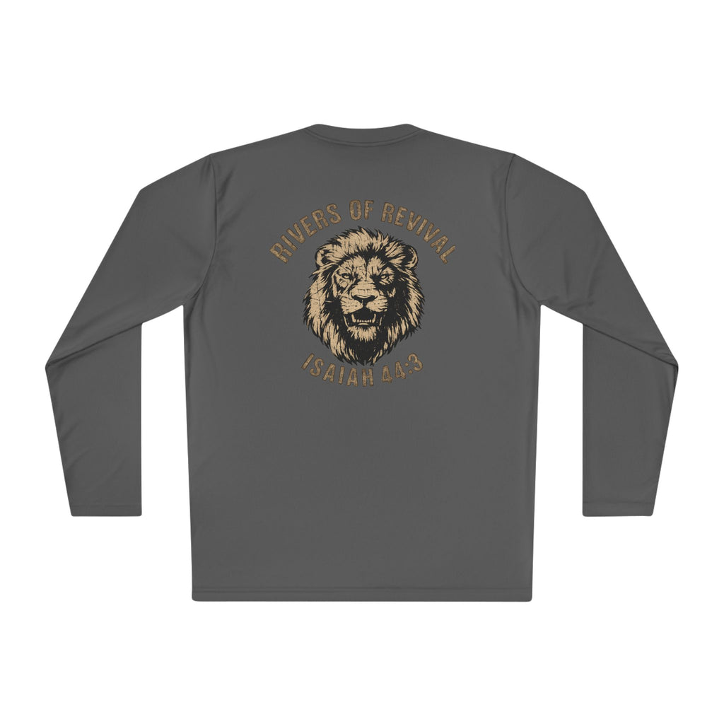 Rivers of Revival Long Sleeve Tee — "ROR" Lion Graphic with Isaiah 44:3