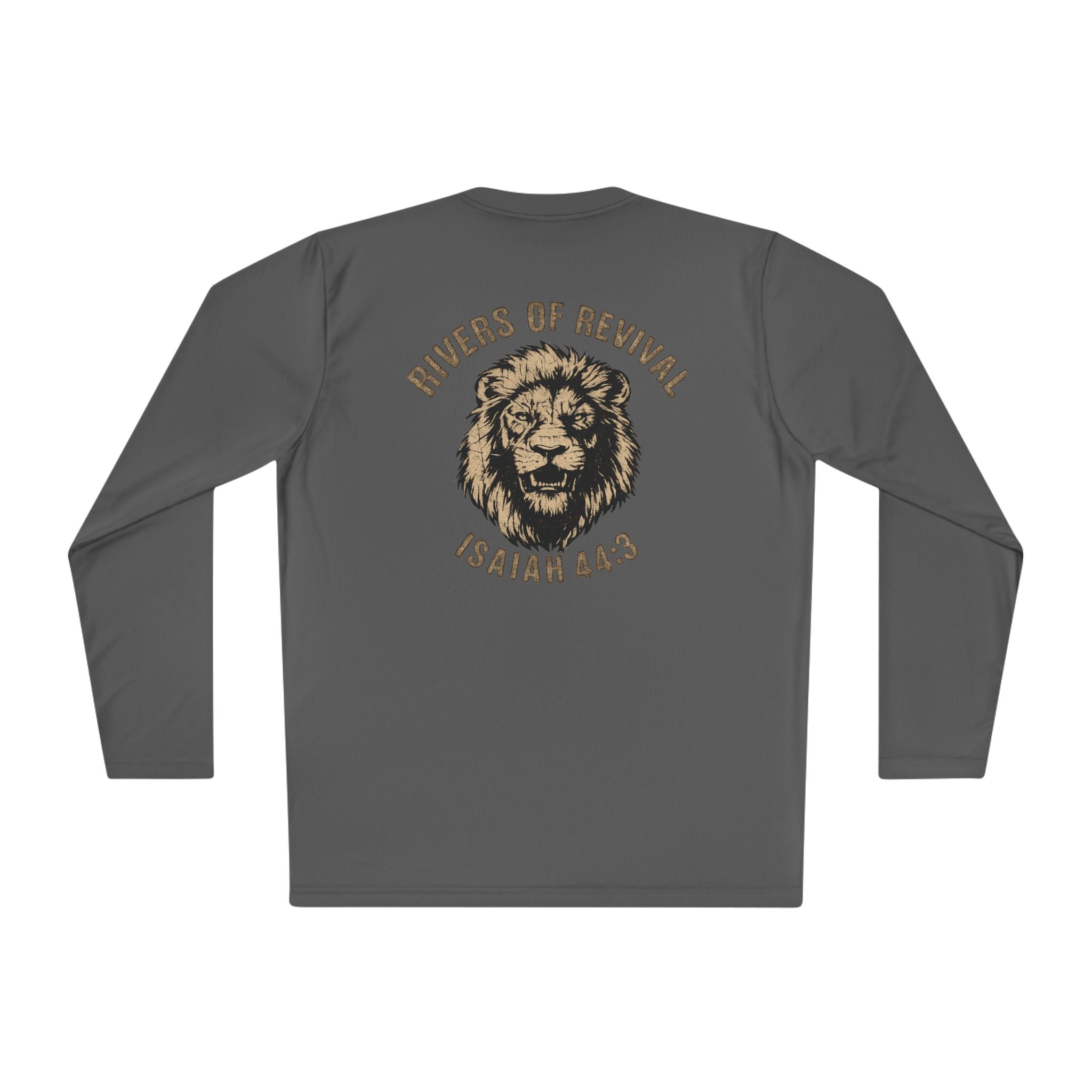 Rivers of Revival Long Sleeve Tee — "ROR" Lion Graphic with Isaiah 44:3