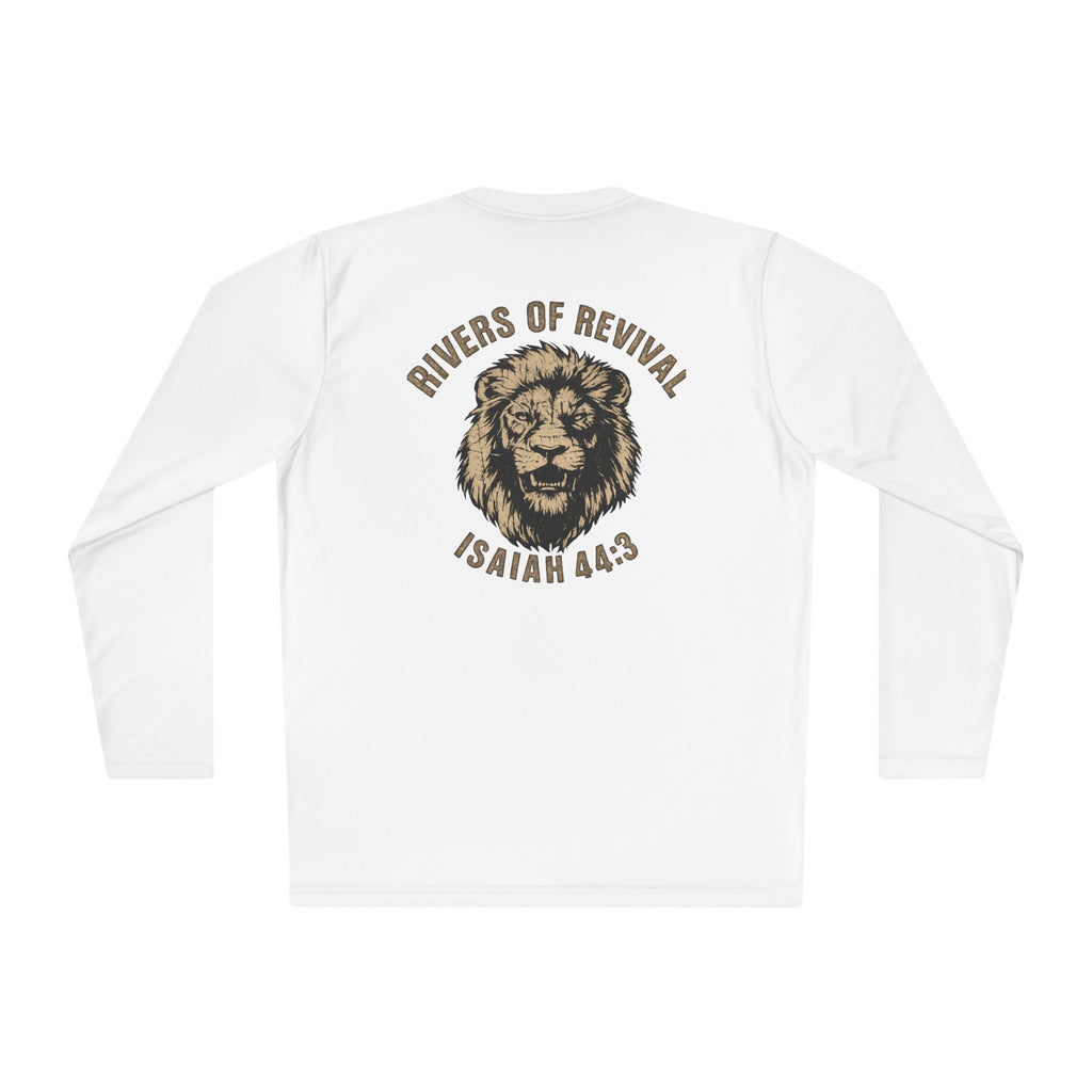 Rivers of Revival Long Sleeve Tee — "ROR" Lion Graphic with Isaiah 44:3