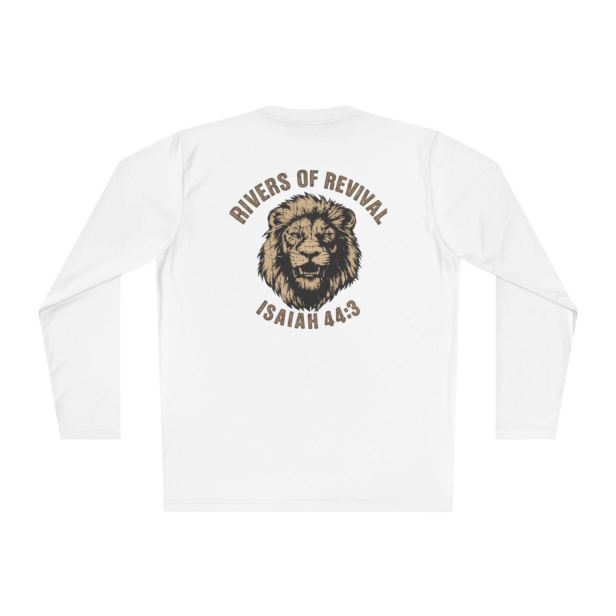 Rivers of Revival Long Sleeve Tee — "ROR" Lion Graphic with Isaiah 44:3