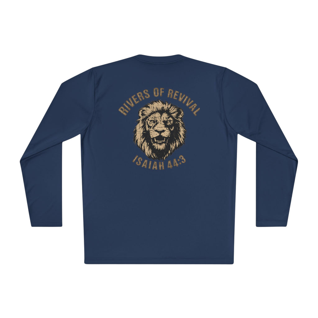 Rivers of Revival Long Sleeve Tee — "ROR" Lion Graphic with Isaiah 44:3
