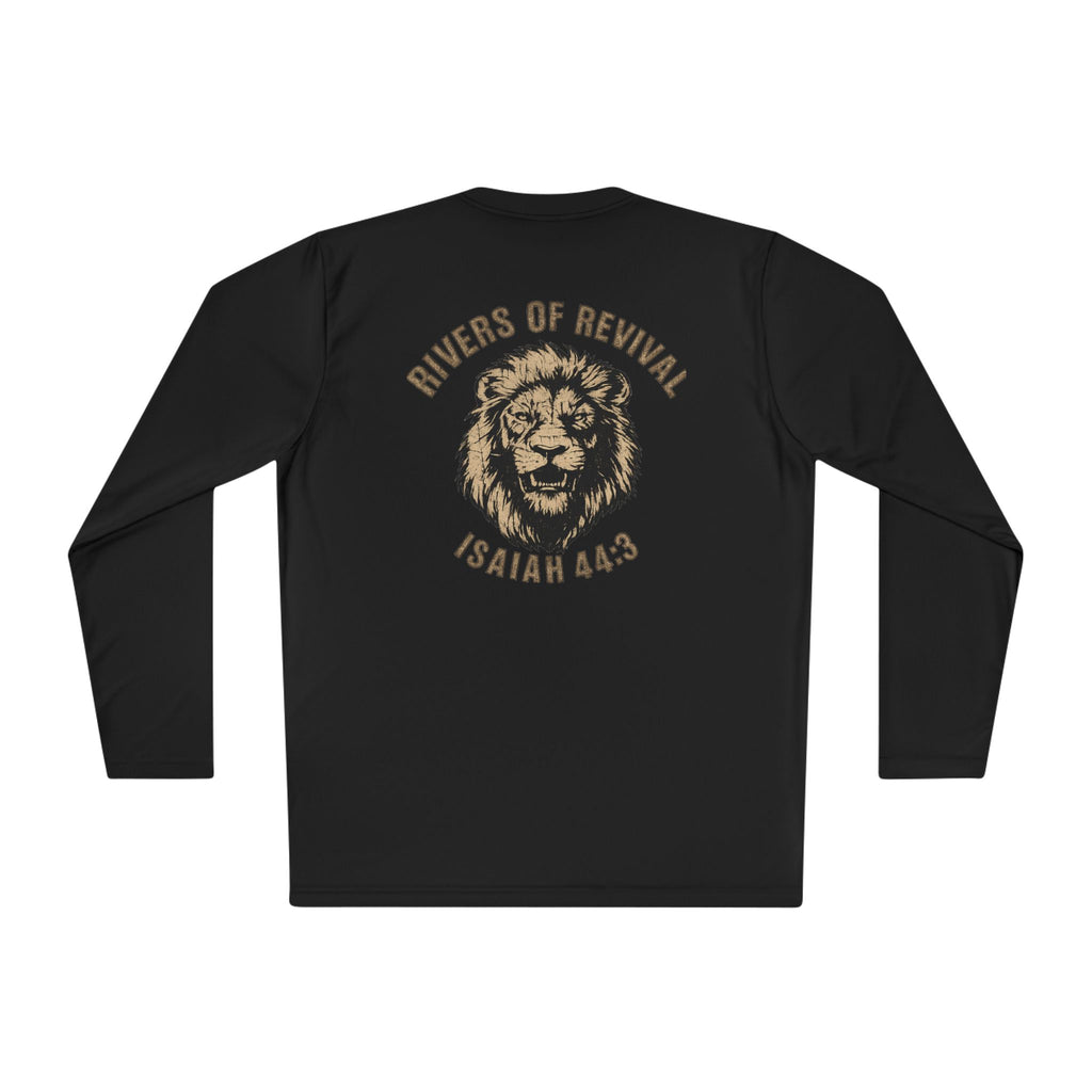 Rivers of Revival Long Sleeve Tee — "ROR" Lion Graphic with Isaiah 44:3