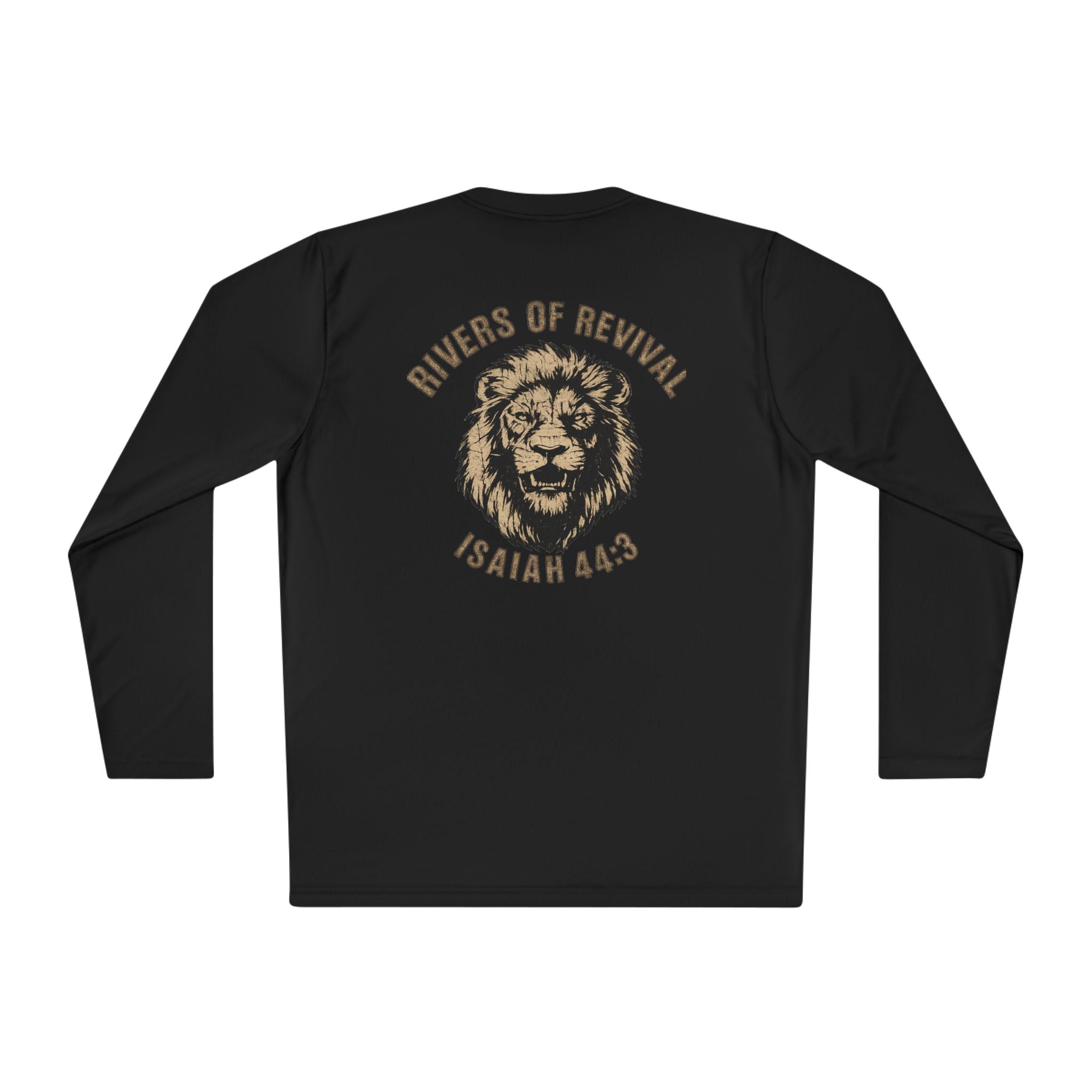 Rivers of Revival Long Sleeve Tee — "ROR" Lion Graphic with Isaiah 44:3