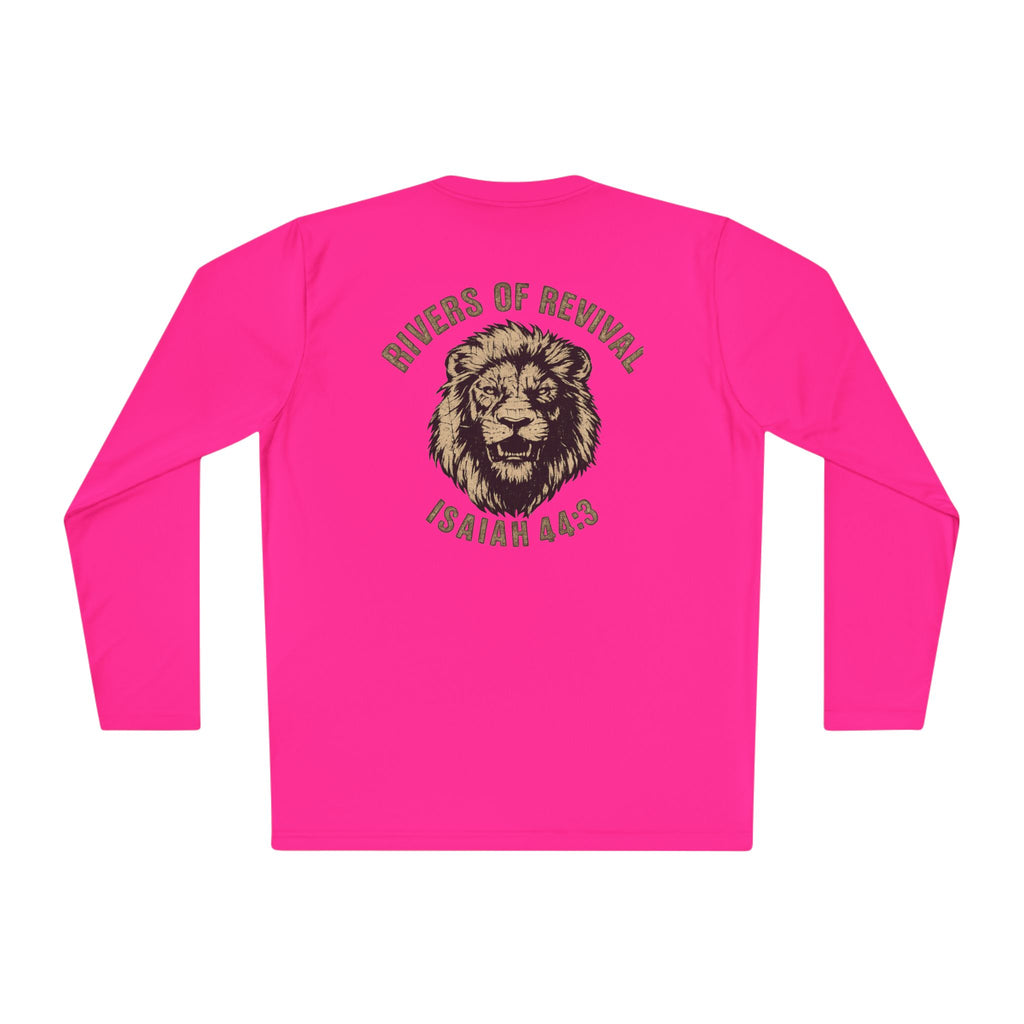 Rivers of Revival Long Sleeve Tee — "ROR" Lion Graphic with Isaiah 44:3