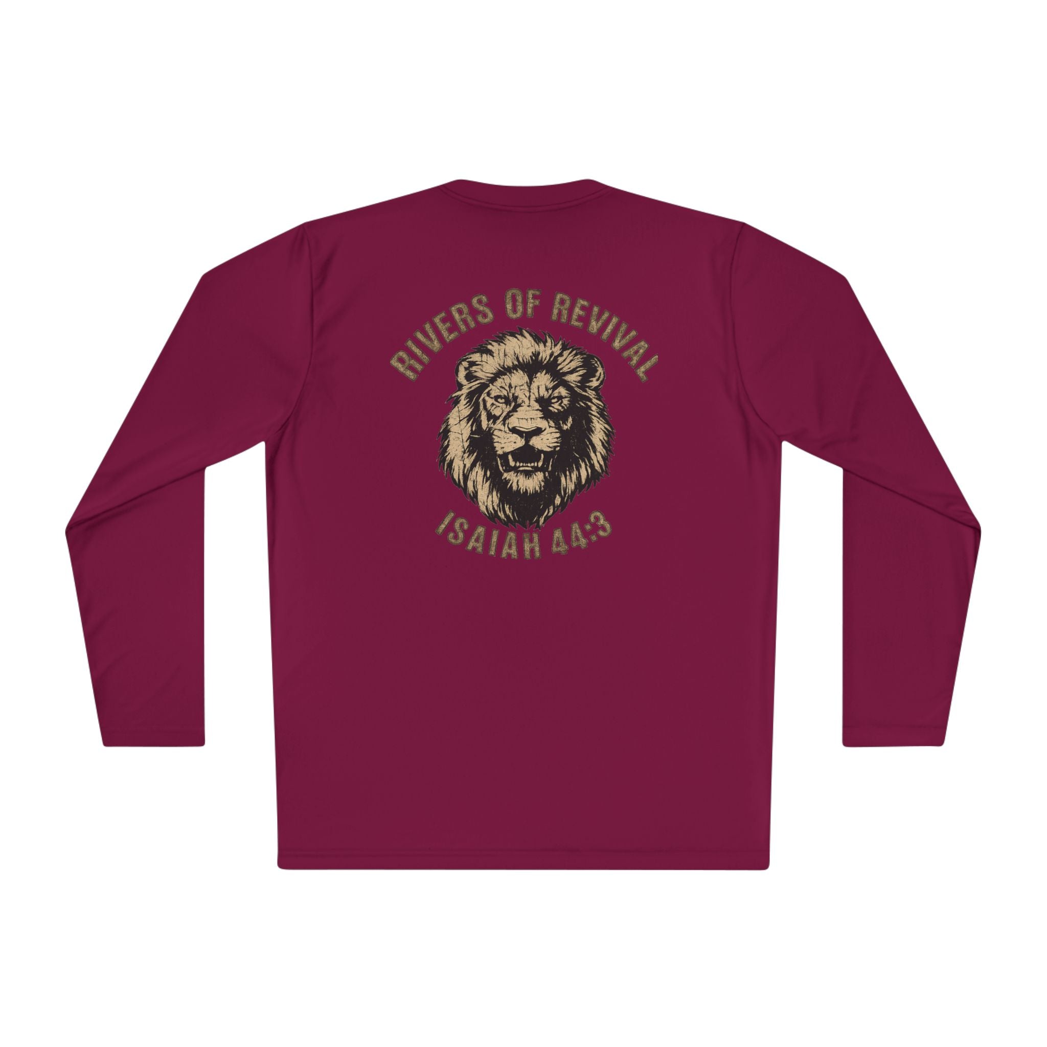 Rivers of Revival Long Sleeve Tee — "ROR" Lion Graphic with Isaiah 44:3