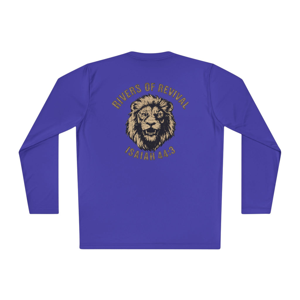 Rivers of Revival Long Sleeve Tee — "ROR" Lion Graphic with Isaiah 44:3