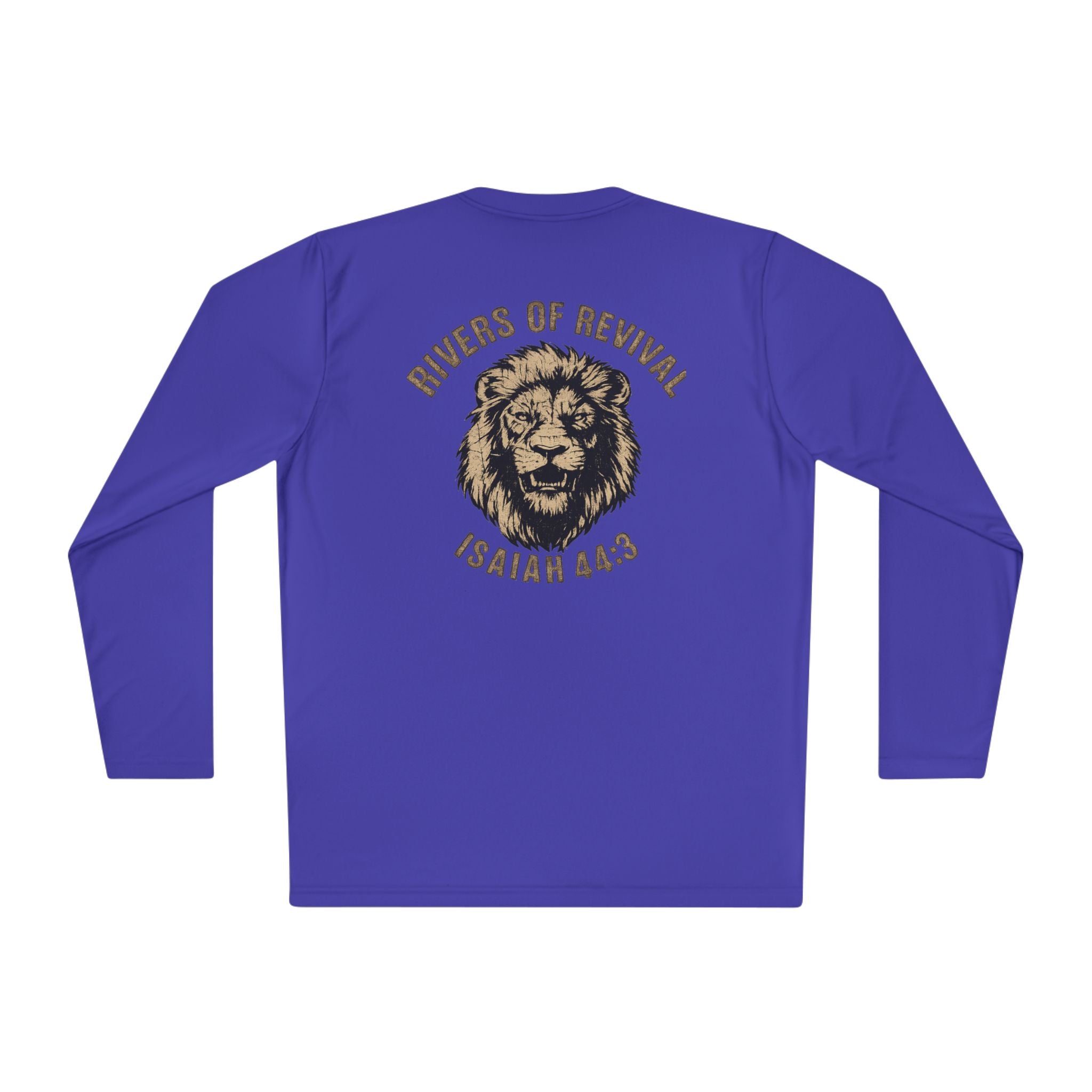 Rivers of Revival Long Sleeve Tee — "ROR" Lion Graphic with Isaiah 44:3